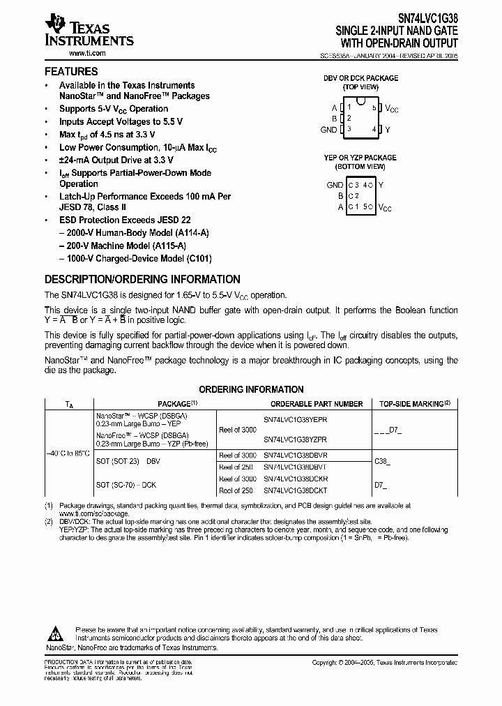 SN74LVC1G38DBVT_9033453.PDF Datasheet