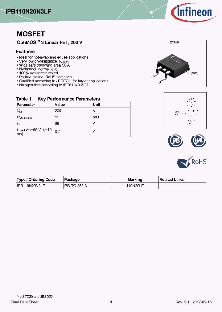 IPB110N20N3LF_9033622.PDF Datasheet