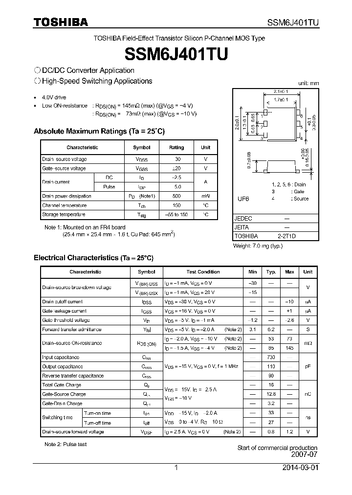 SSM6J401TU_9033750.PDF Datasheet