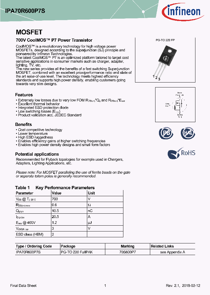 IPA70R600P7S_9033845.PDF Datasheet