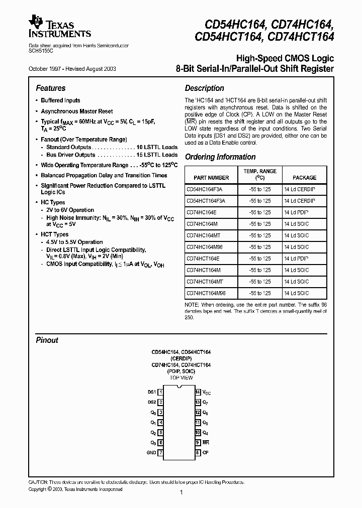 CD54HC164F3A_9034684.PDF Datasheet