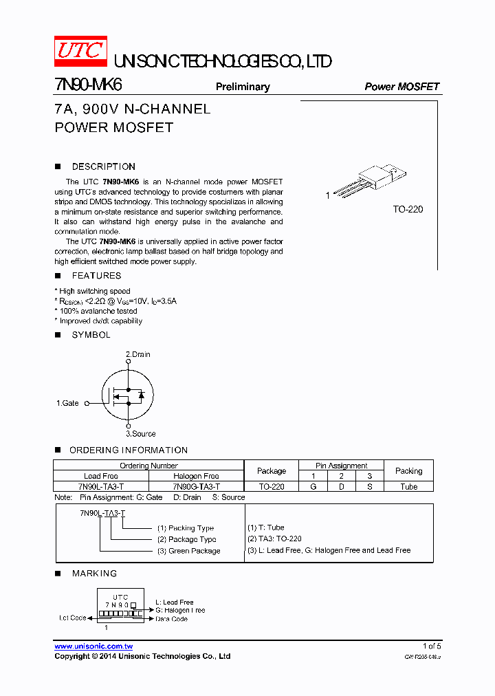 7N90G-TA3-T_9035086.PDF Datasheet