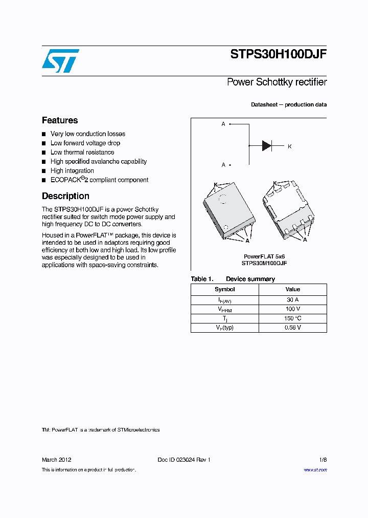 STPS30H100DJF_9035142.PDF Datasheet