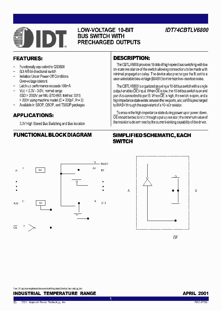 IDT74CBTLV6800_9036110.PDF Datasheet