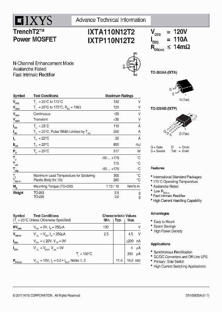 IXTA110N12T2_9036263.PDF Datasheet