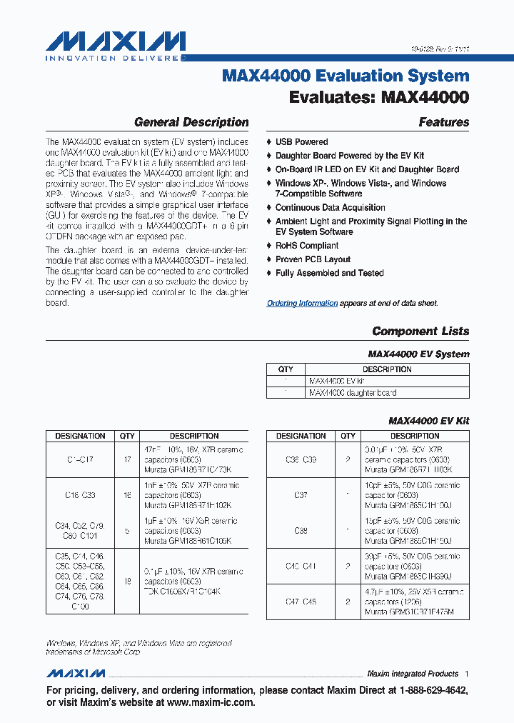 MAX44000EVSYS_9036495.PDF Datasheet