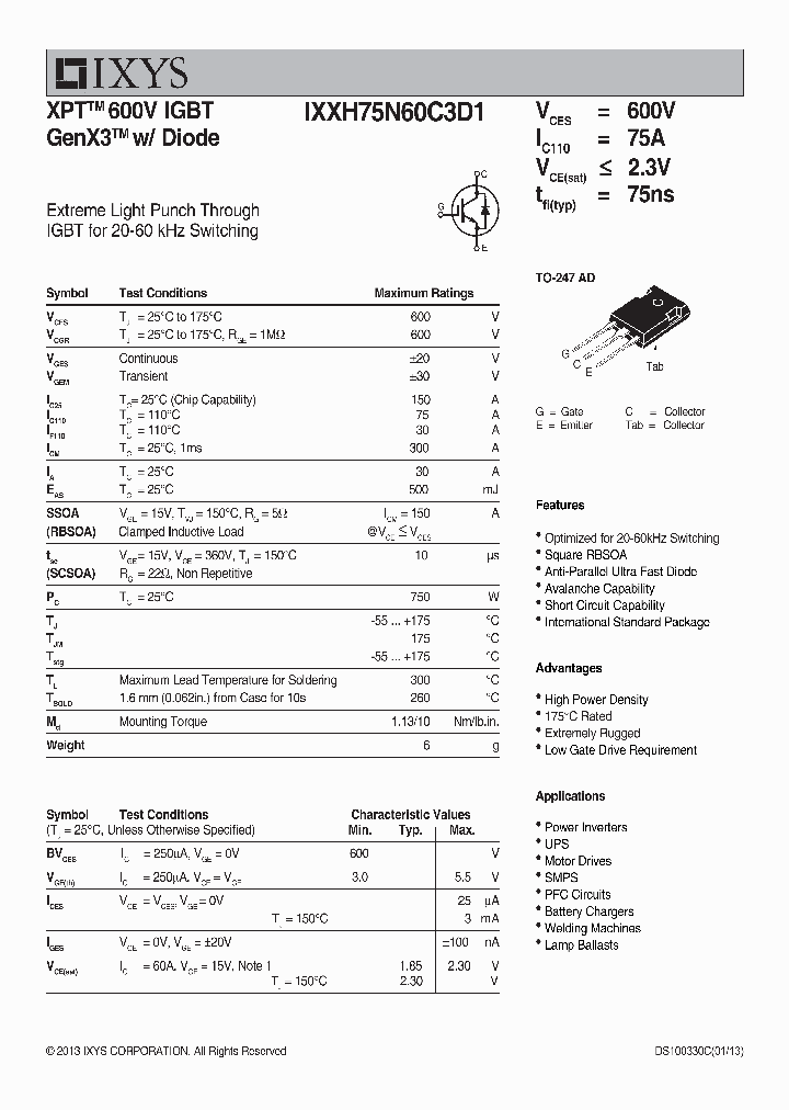 IXXH75N60C3D1_9037668.PDF Datasheet