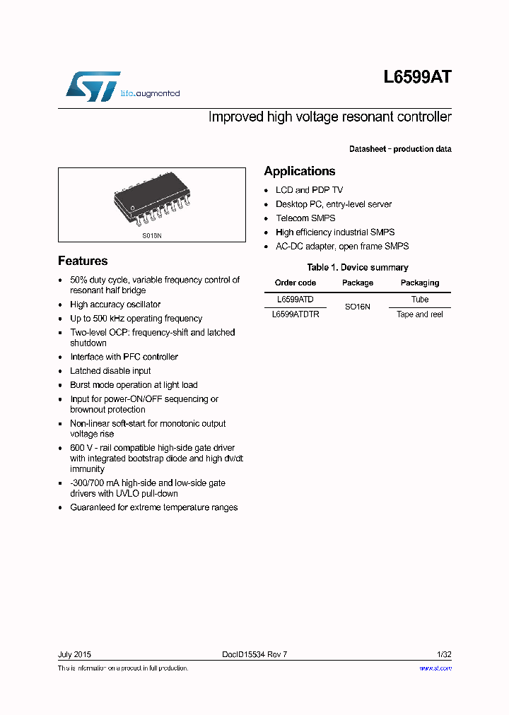 L6599AT_9038826.PDF Datasheet