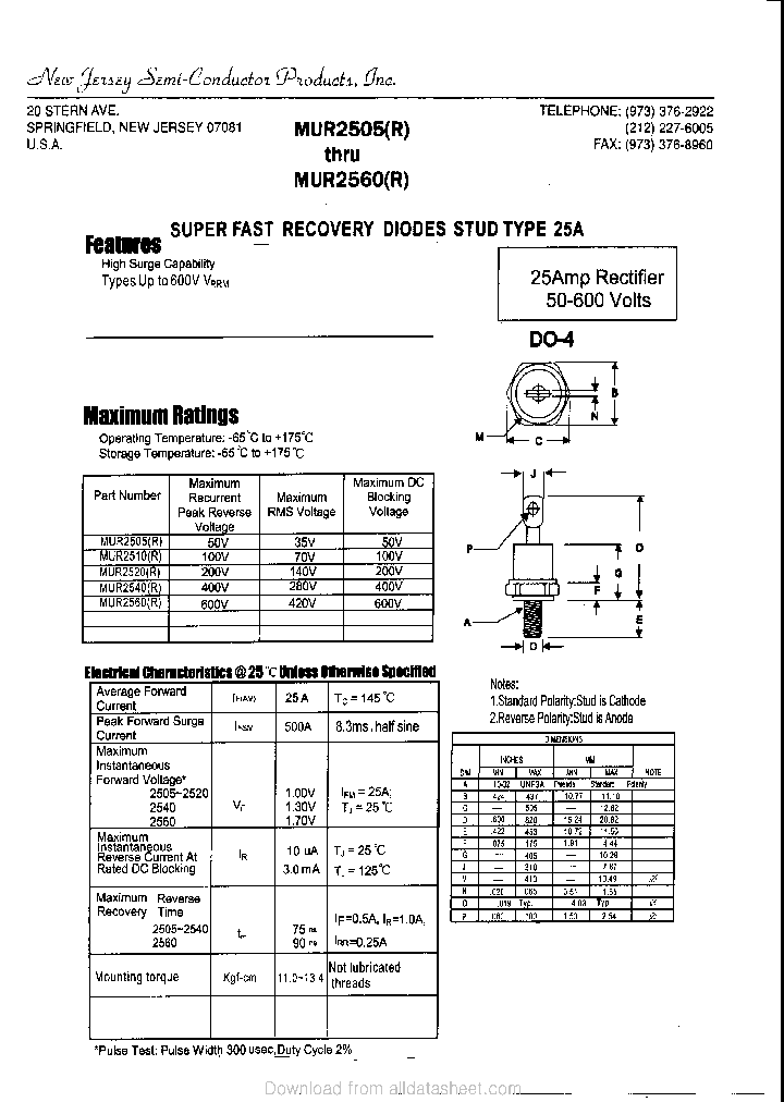 MUR2560_9038902.PDF Datasheet