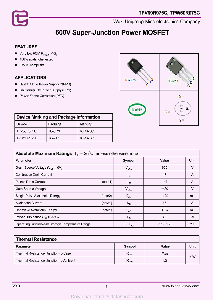 TPW60R075C_9040538.PDF Datasheet