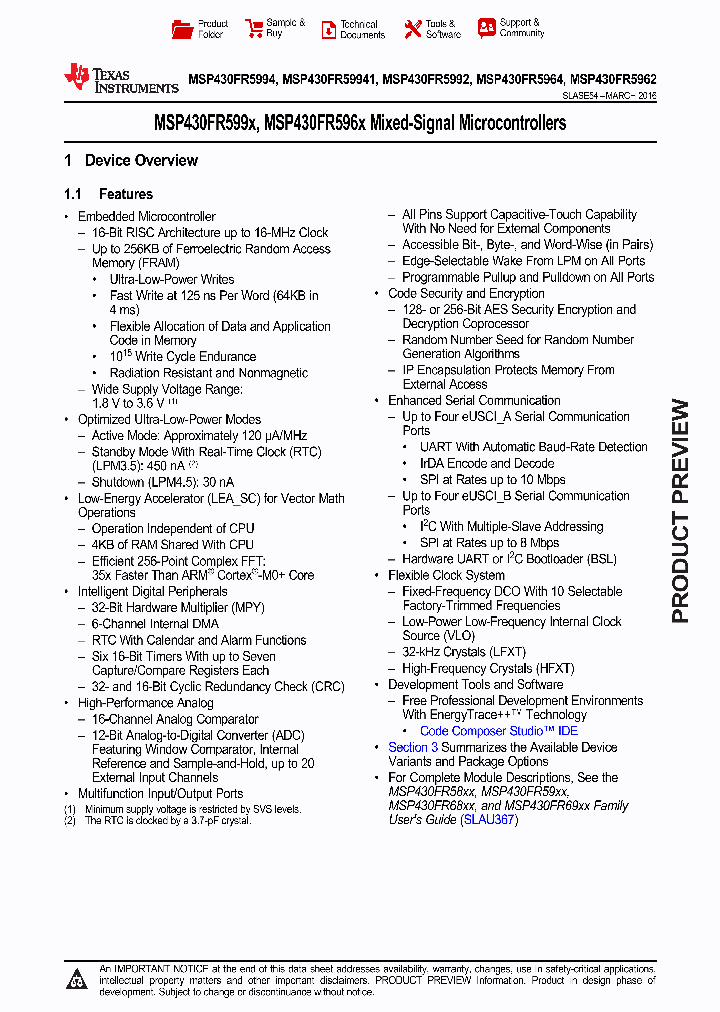 MSP430FR5994IPNR_9041114.PDF Datasheet