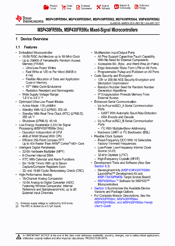 MSP430FR5964IPNR_9041116.PDF Datasheet