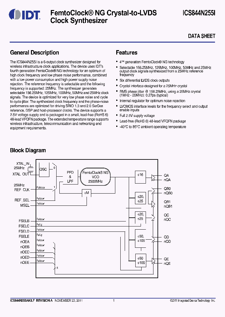 ICS844N255I_9041237.PDF Datasheet