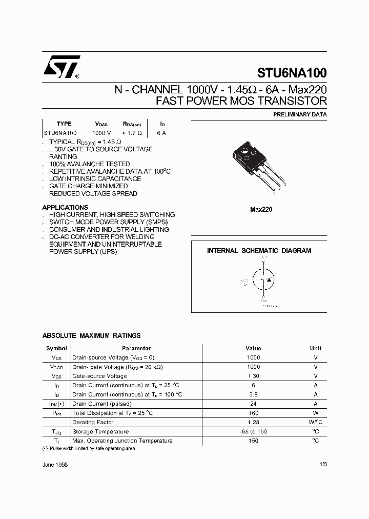 STU6NA100_9043506.PDF Datasheet