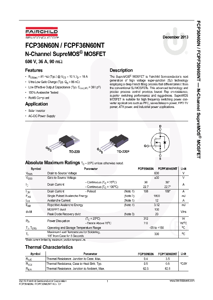 FCPF36N60NT_9045327.PDF Datasheet