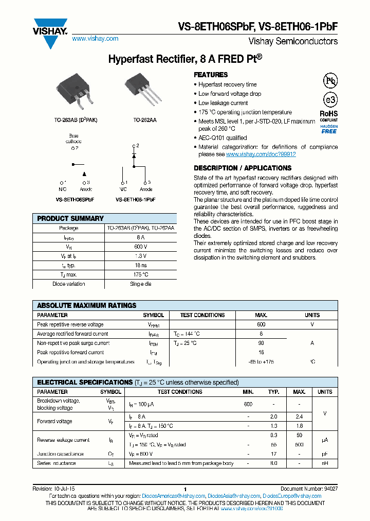 VS-8ETH06-1PBF_9046358.PDF Datasheet