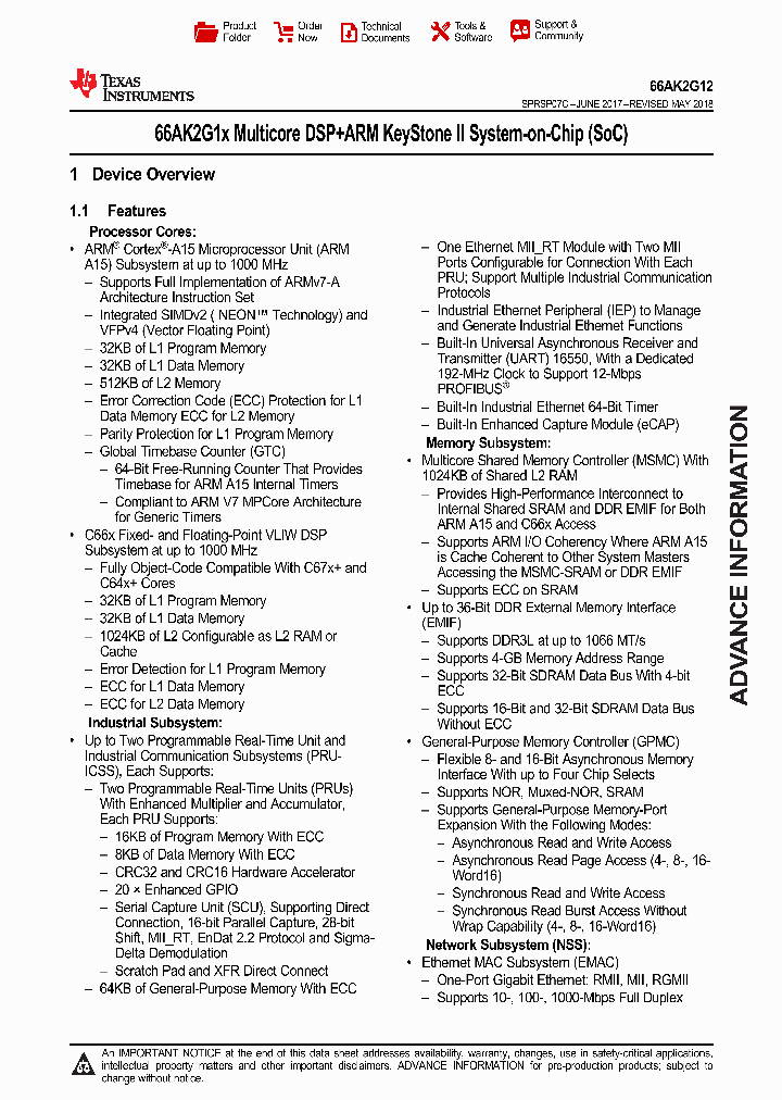 66AK2G12ABY100_9046733.PDF Datasheet