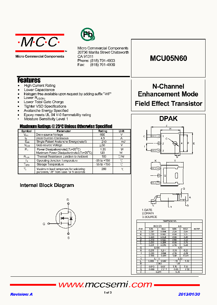 MCU05N60_9048065.PDF Datasheet