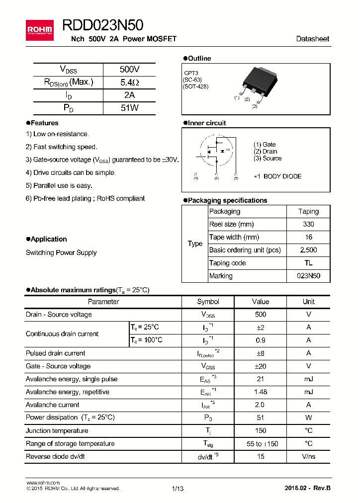 RDD023N50_9048843.PDF Datasheet