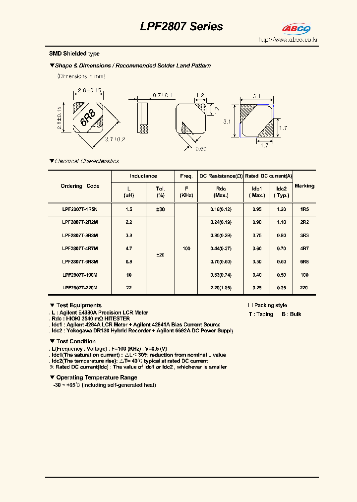 LPF2807T-2R2M_9050306.PDF Datasheet