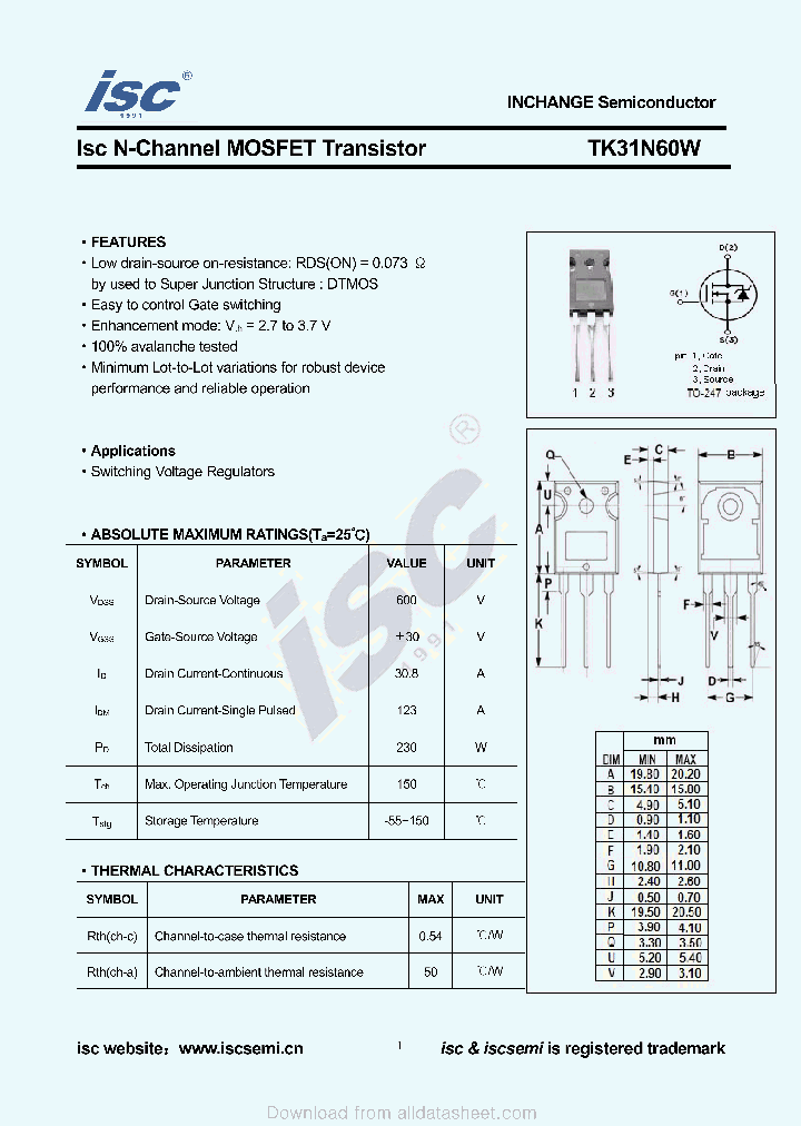 TK31N60W_9050793.PDF Datasheet