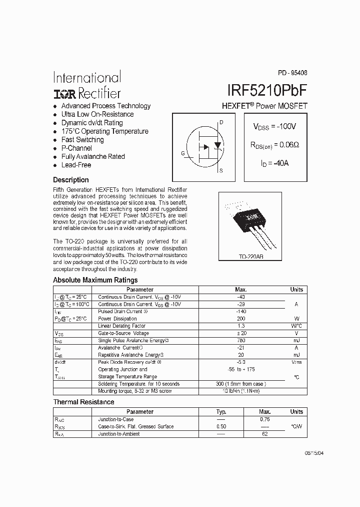 IRF5210PBF-15_9051777.PDF Datasheet