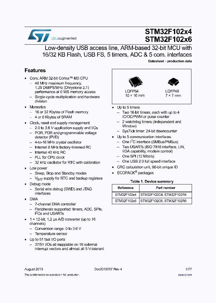 STM32F102R6_9052513.PDF Datasheet
