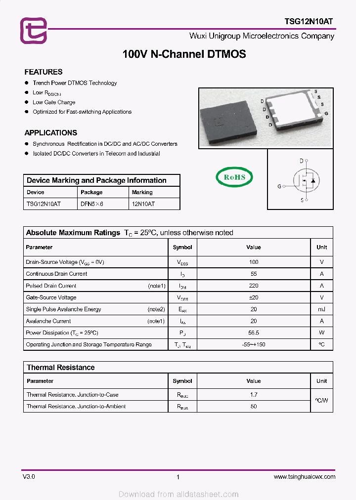 TSG12N10AT_9053262.PDF Datasheet