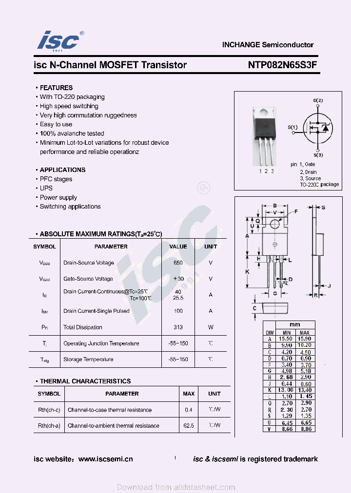 NTP082N65S3F_9053558.PDF Datasheet