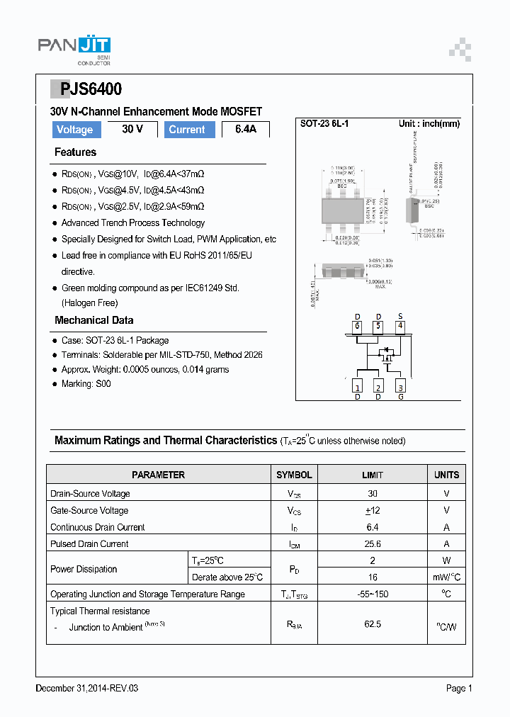 PJS6400_9054388.PDF Datasheet