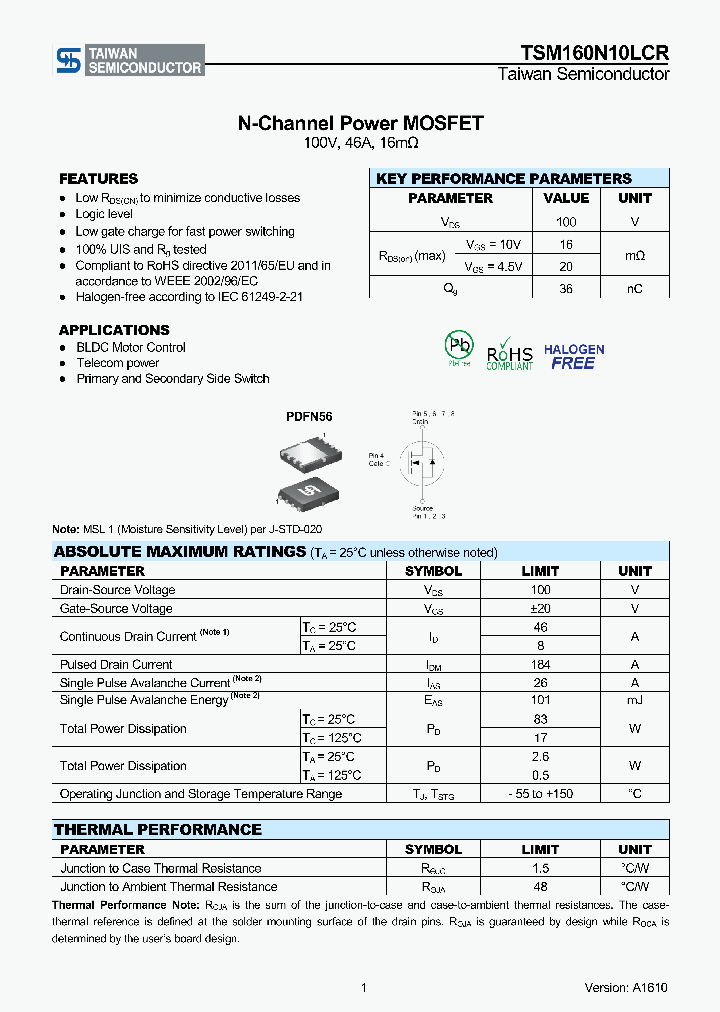TSM160N10LCR_9055072.PDF Datasheet