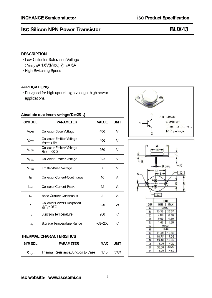 BUX43_9057014.PDF Datasheet