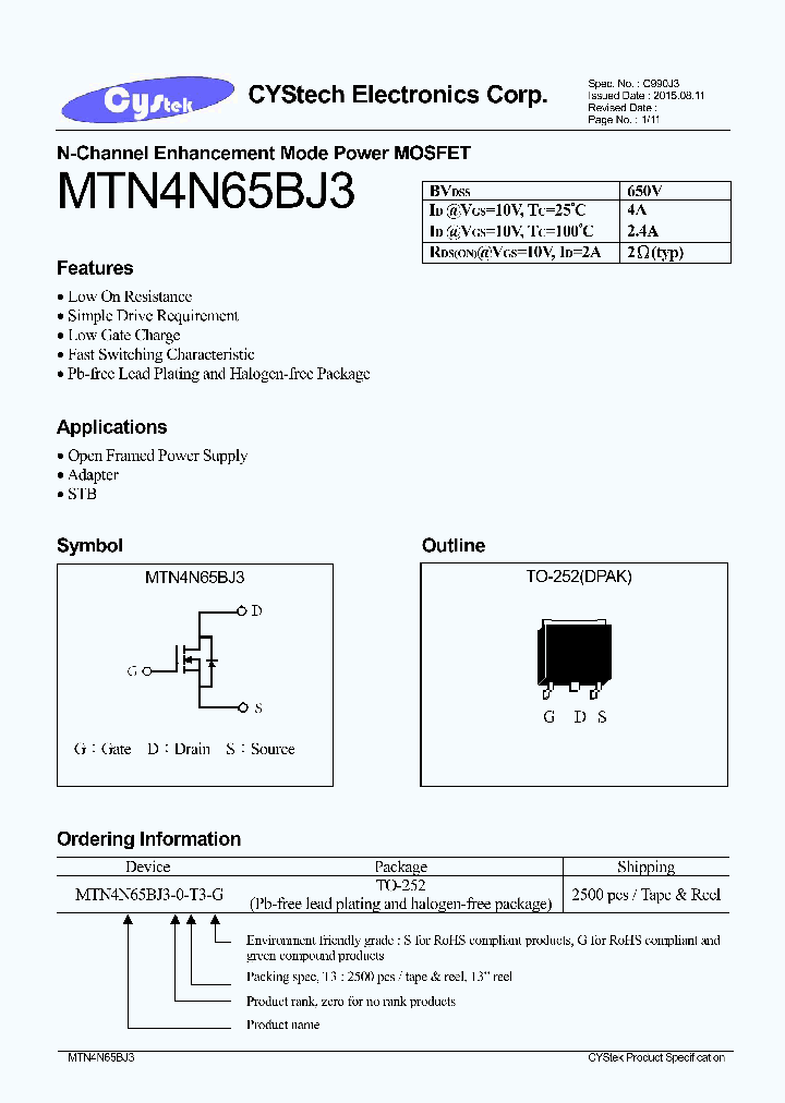 MTN4N65BJ3_9058532.PDF Datasheet