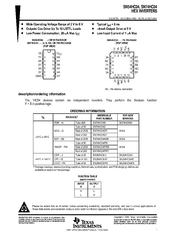 SN74HC04D_9059701.PDF Datasheet