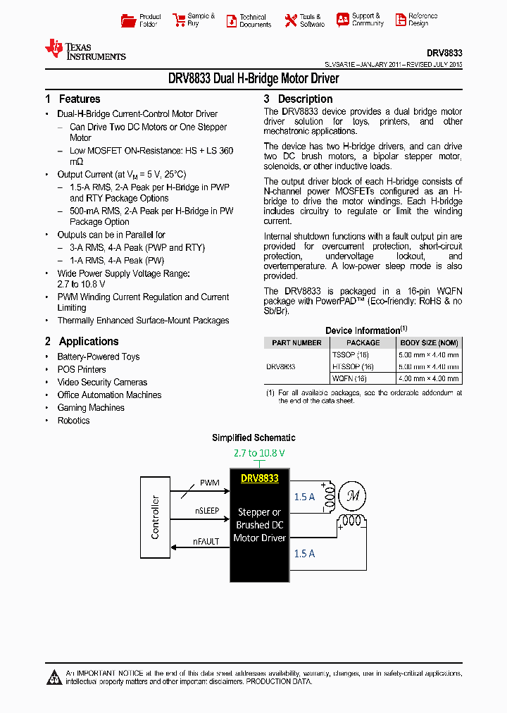DRV8833PWPR_9059799.PDF Datasheet