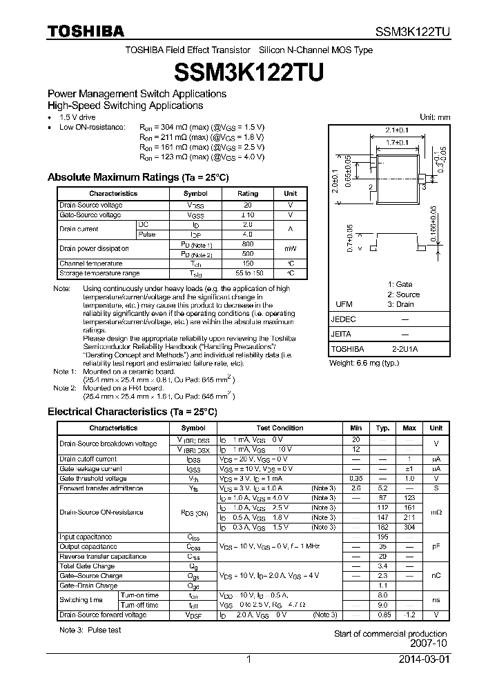 SSM3K122TU_9059956.PDF Datasheet