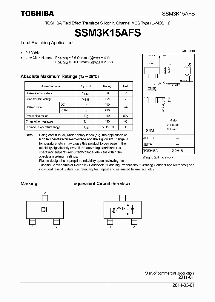 SSM3K15AFS_9059960.PDF Datasheet