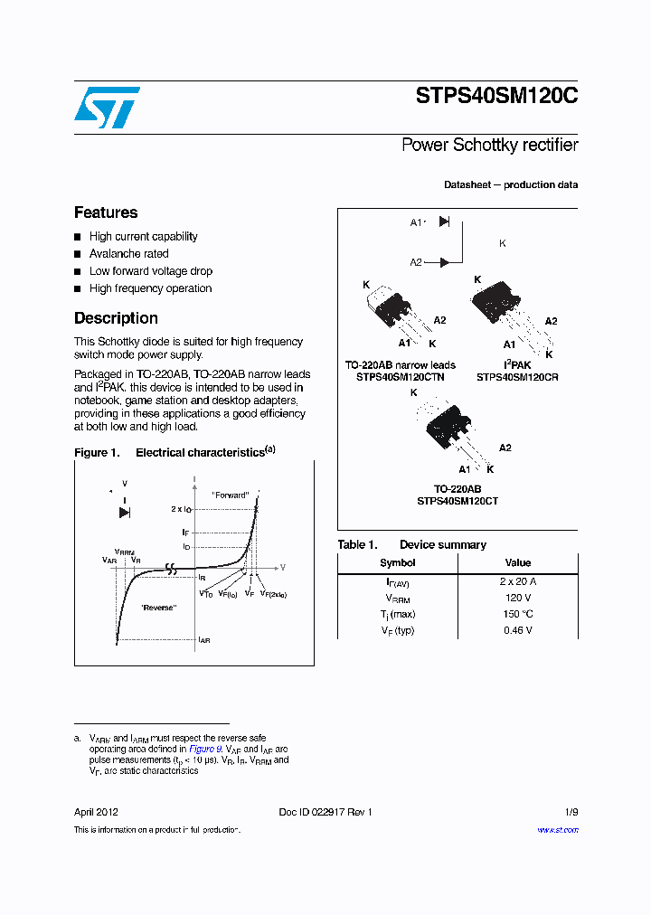 STPS40SM120C_9060548.PDF Datasheet
