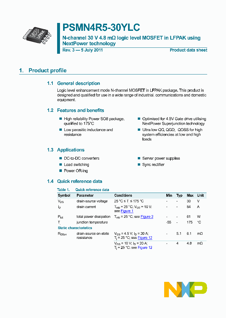 PSMN4R5-30YLC_9061106.PDF Datasheet