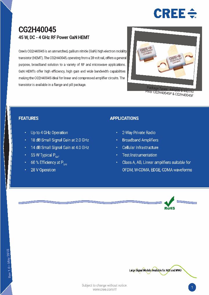CG2H40045_9061410.PDF Datasheet