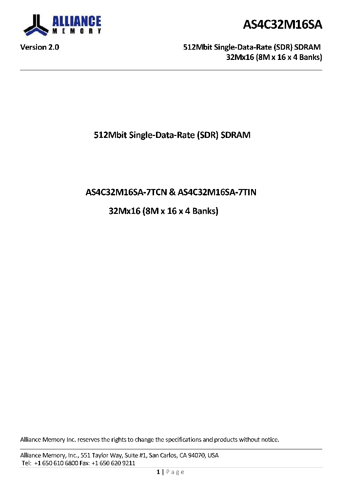 AS4C32M16SA_9061639.PDF Datasheet