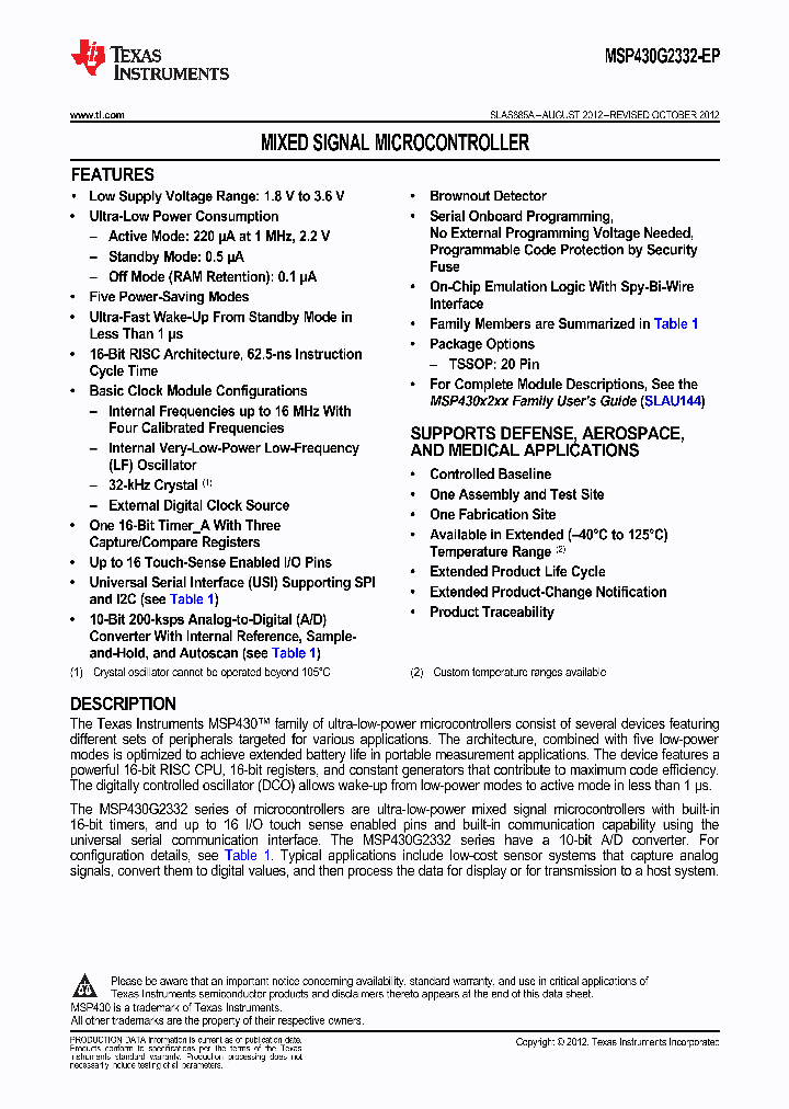 MSP430G2332-EP_9063593.PDF Datasheet