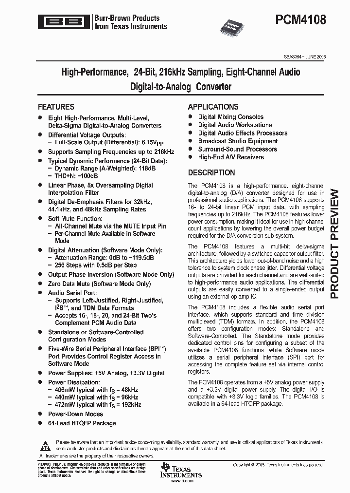 PCM4108_9064711.PDF Datasheet