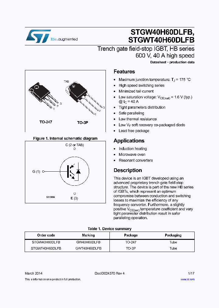STGW40H60DLFB_9065119.PDF Datasheet