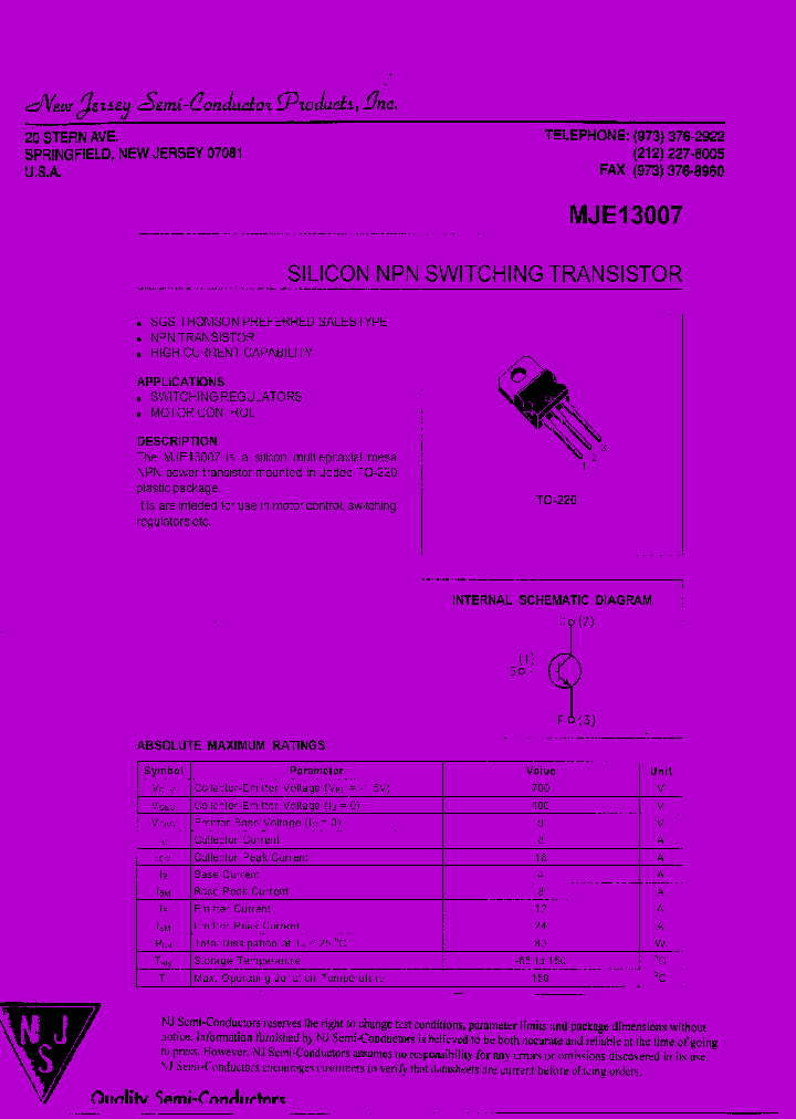MJE13007_9065266.PDF Datasheet