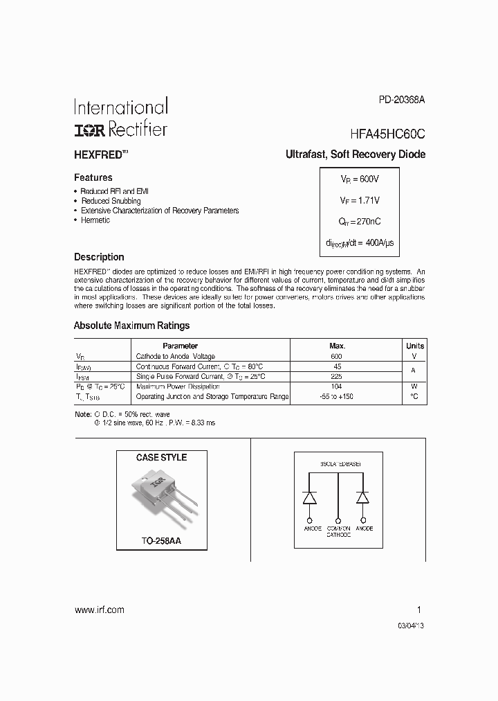 HFA45HC60C_9067668.PDF Datasheet