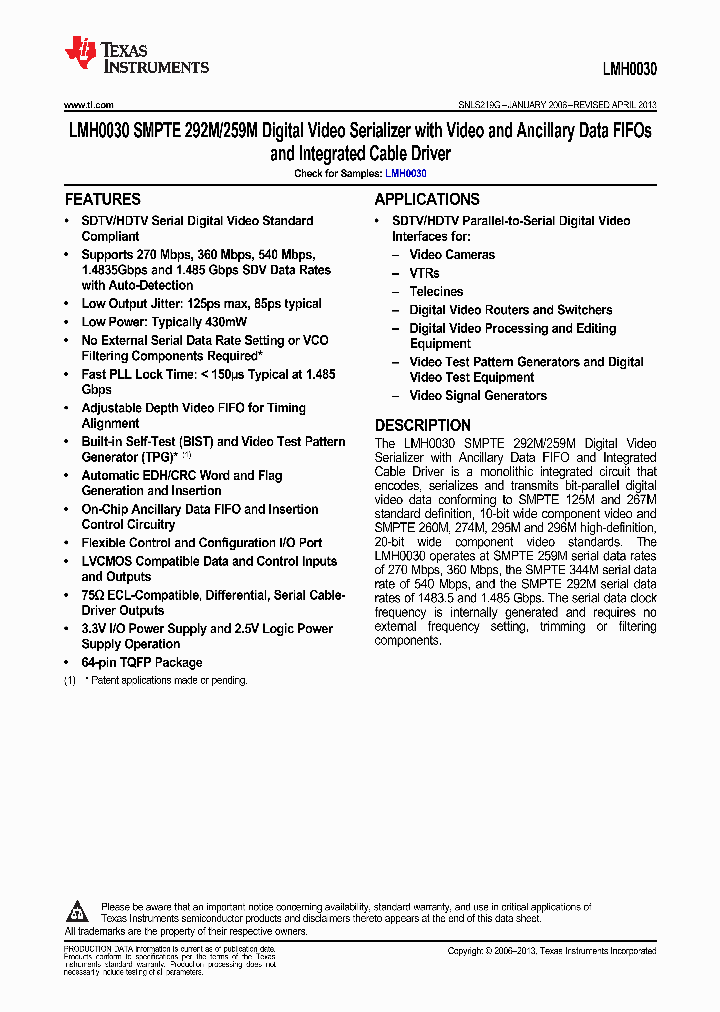 LMH0030_9067903.PDF Datasheet