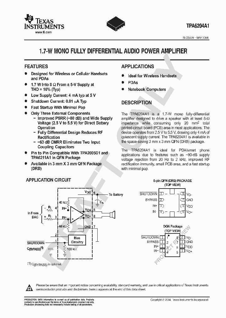 TPA6204A1DGN_9070178.PDF Datasheet