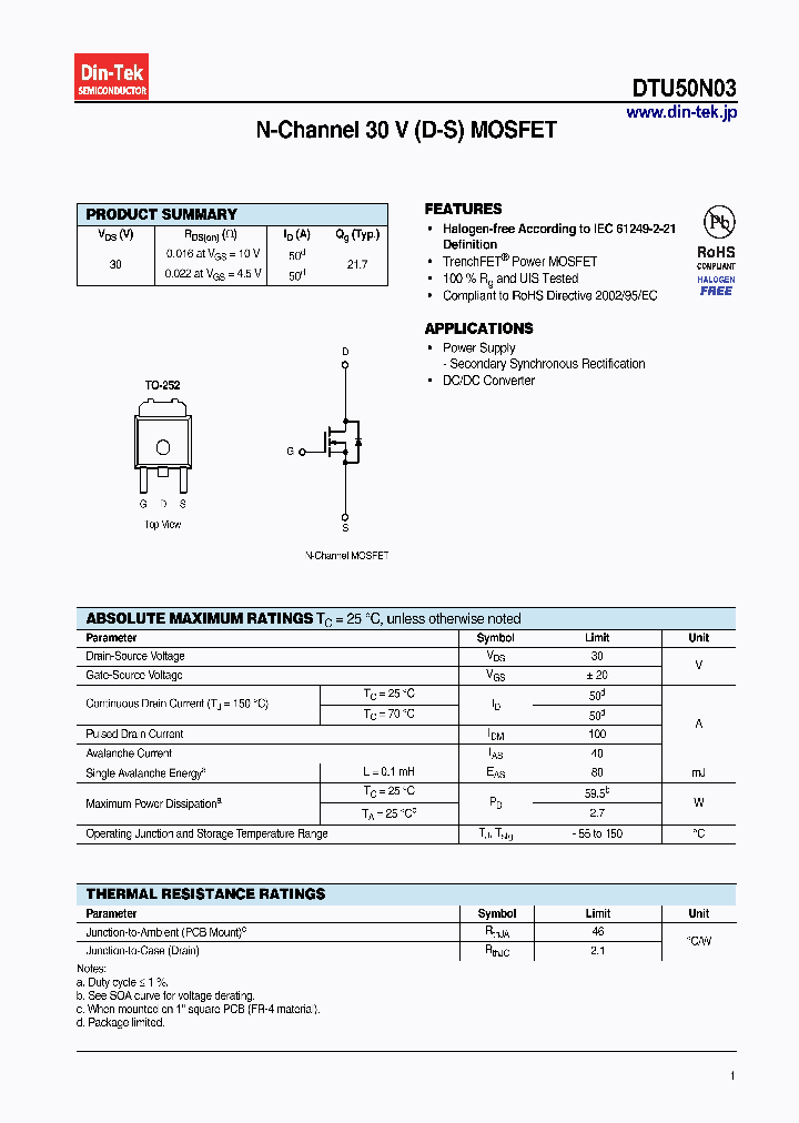 DTU50N03_9071622.PDF Datasheet