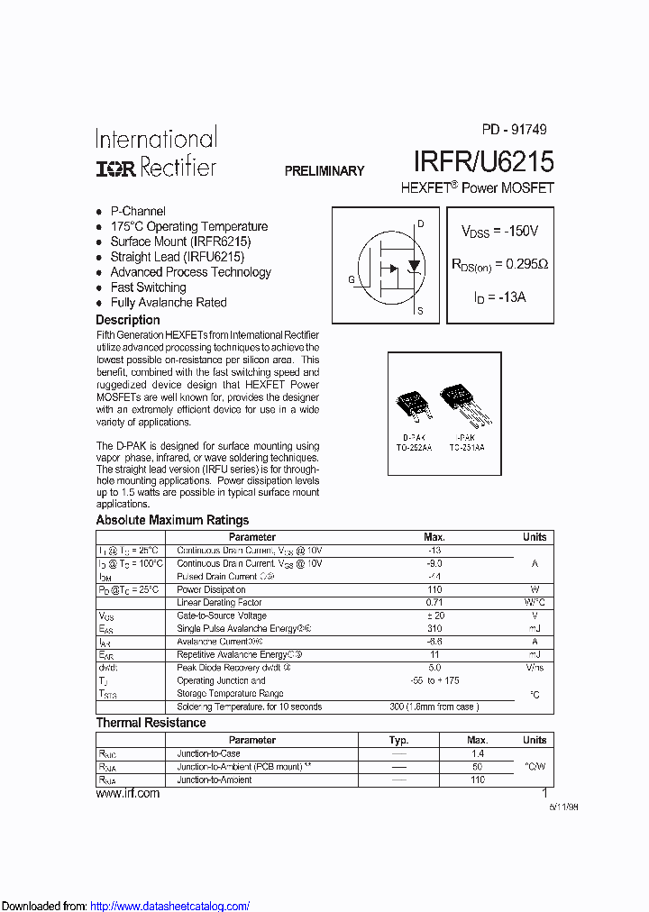 PB-IRFU6215_9072965.PDF Datasheet